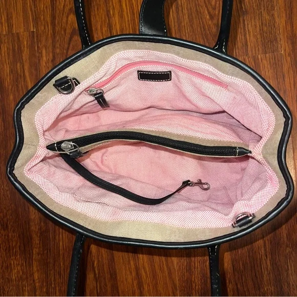 Dooney & Bourke Beige Canvas Shoulder Bag with Black Trim - Picture 11 of 12